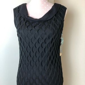 Vintage 60’s black shift dress knit net